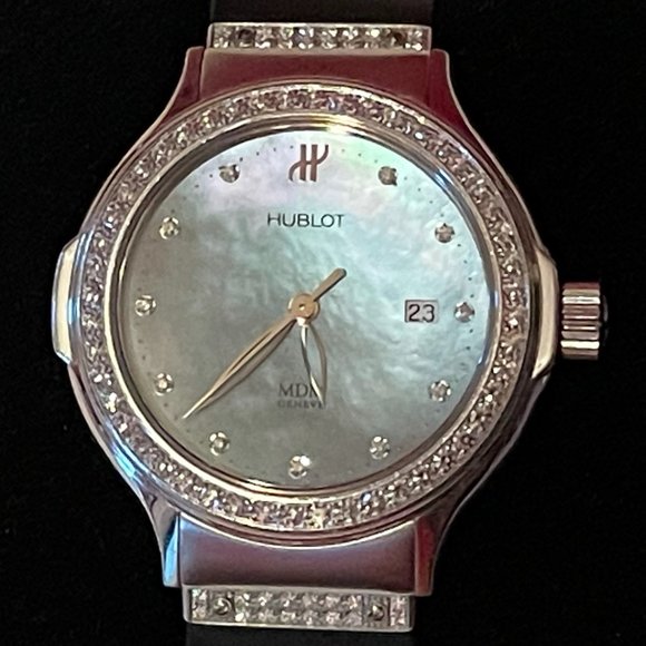 ❌SOLD❌  Rare HUBLOT MDM Depose Mother of Pearl Diamond Watch - Picture 3 of 16